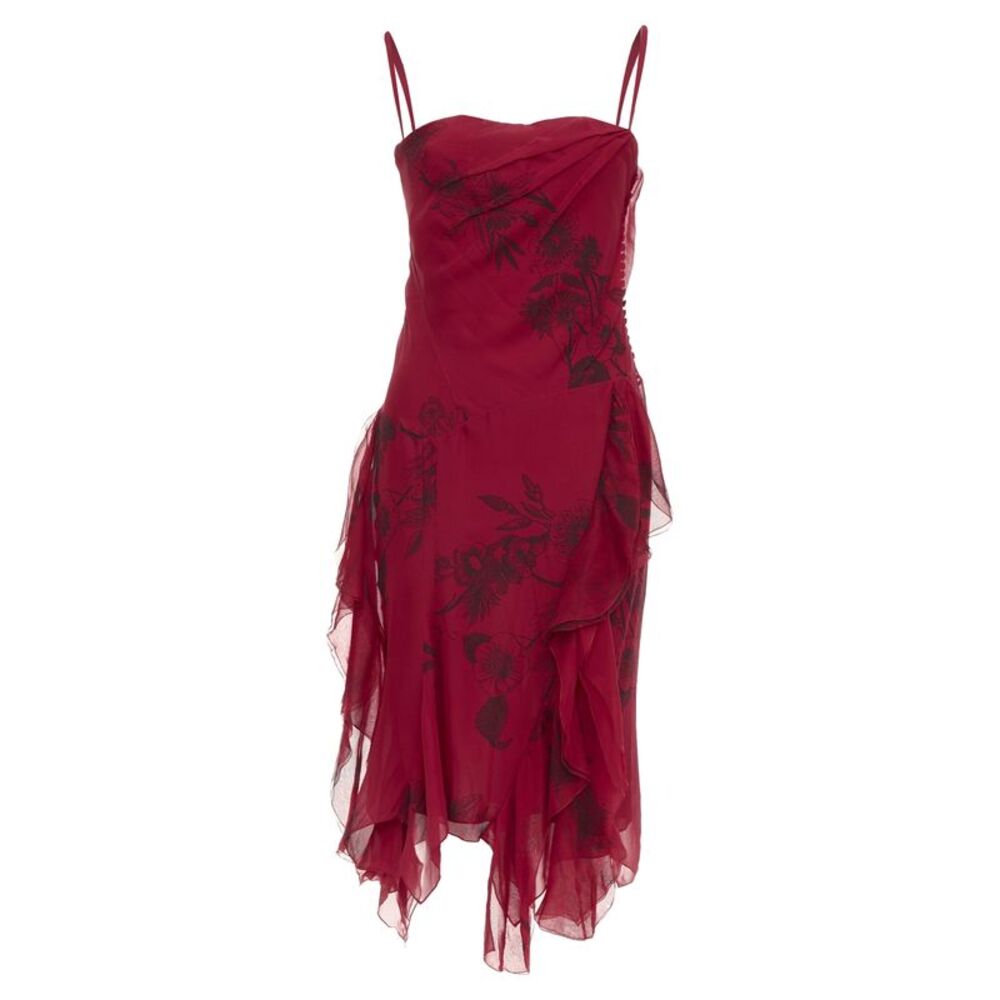 CHRISTIAN DIOR 2006 John Galliano Vintage Runway red silk floral dress FR40 M - Picture 3 of 8